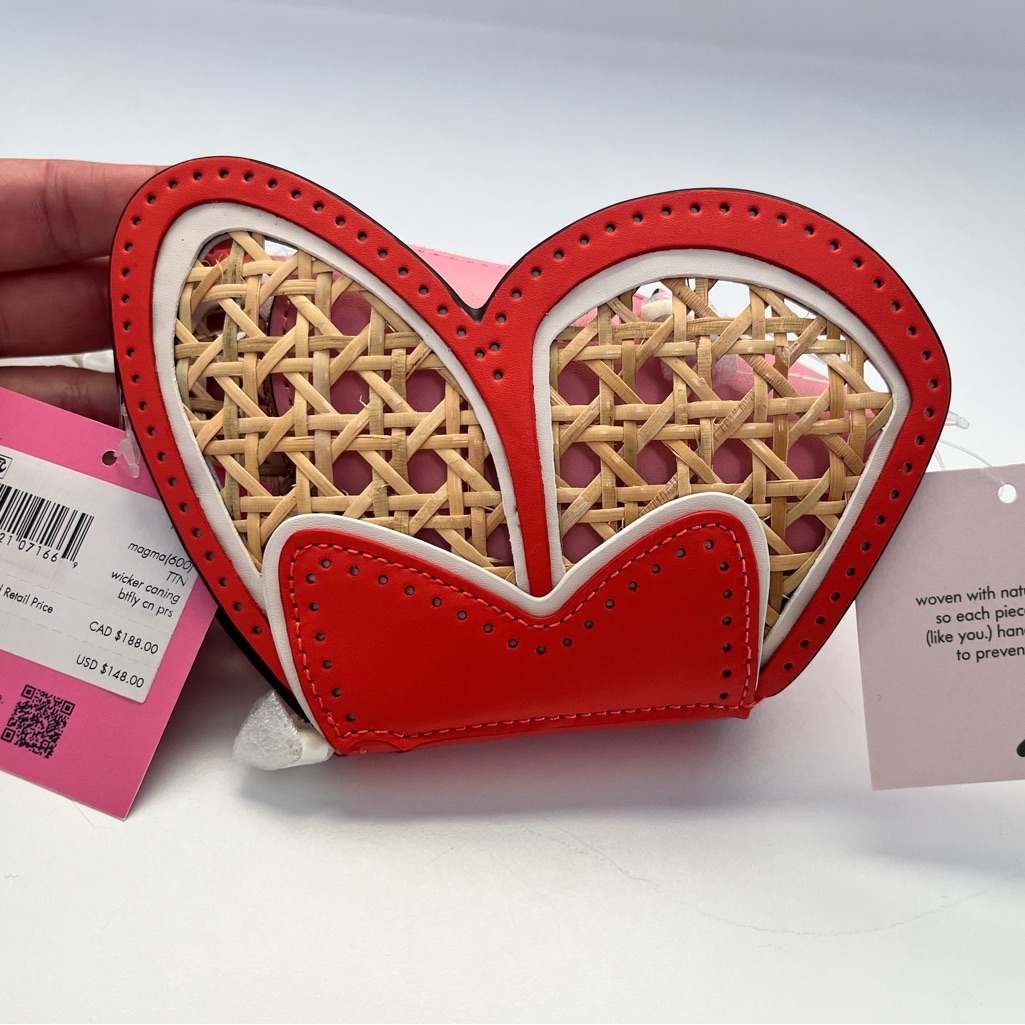 Kate Spade Wing It Wicker Butterfly Coin Purse On A Chain